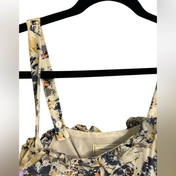 Anthropologie Womens Moulinette Soeurs 100% Silk Maxi Ruffle Floral Dress Size 4 - Picture 5 of 9